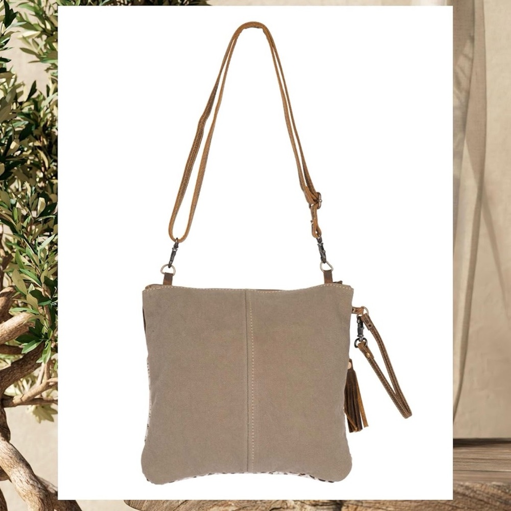 Myra Bag Aztec Purse - Canvas Bag with Real Leather Detailing, Boho Handbag - Picture 7 of 9